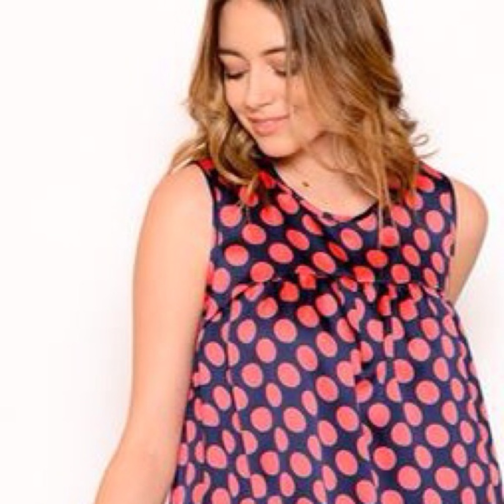 NWT BLUE ORANGE POLKA DOT MATERNITY TOP